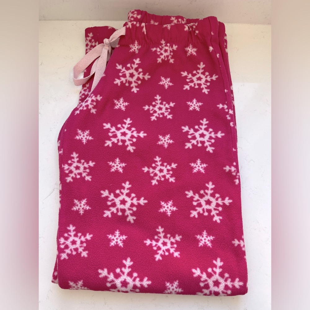 Pink | Fuchsia | Snowflake | Fleece | Pajama Pants